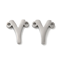 Letter Y Non-Tarnish 304 Stainless Steel Connector Charms, Letter, Letter Y, 10x9.5x1.5mm, Hole: 1.2mm