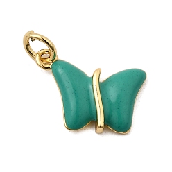 Темный Голубой Латунь эмаль прелести, очарование бабочки, с целью перехода в кольце, без свинца и без кадмия, долговечный, стойки покрытие, реальный 18 k позолоченный, темные голубые, 15x10.5x3 мм, отверстие : 3.5 мм