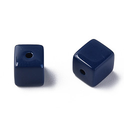 Prussian Blue Opaque Acrylic Beads, Cube, Prussian Blue, 10.5x9.5x9.5mm, Hole: 2mm, about 490pcs/500g