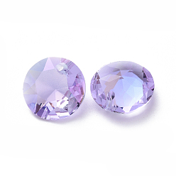 Фиолетовый Стеклянные украшения из горного хрусталя, граненые, плоско-круглые, фиолетовые, 12x6 мм, отверстие : 1.2 мм