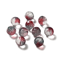 FireBrick Transparent Glass Beads, Gradient Color, Round, FireBrick, 12.5x12mm, Hole: 1.4mm