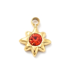 Гиацинт Звезда 304 подвески из нержавеющей стали со стразами, ионное покрытие (ip), реальный 14 k позолоченный, гиацинт, 8x6.5x2 мм, отверстие : 1.2 мм