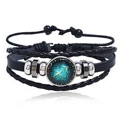 Sagittarius Zodiac Constellation Couples Leather Bracelet - DIY Multilayer Braided Night Sky Starry Handmade Jewelry