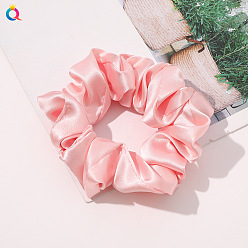 Simulated silk 8cm small loop - pink Elegant and Versatile Solid Color Hair Scrunchies for Women, Simulated Silk Ponytail Holder Accessories