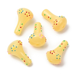 Yellow Glass Enamel Beads, Hand Drawn Beads, Vase, Yellow, 25~26x15~16mm, Hole: 1.6mm