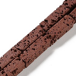 Кокосово-Коричневый Нити синтетических бусин, окрашенных в лавовый камень, прямоугольные, кокосового коричневый, 13~14x4x4 мм, отверстие : 1 мм, около 29 шт / нитка, 15.24'' (38.7 см)