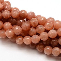 Sunstone Grade AAA Natural Gemstone Sunstone Faceted Round Beads Strands, 6mm, Hole: 1mm, about 62pcs/strand, 15.5 inch