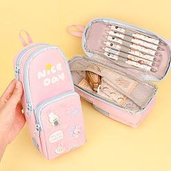 Pink Холст пенал на молнии сумки, универсальный держатель для ручек, для офиса и школьных принадлежностей, форма школьного портфеля, розовые, 220x100x70 мм