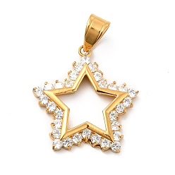 Golden 304 Stainless Steel Pendants, with Crystal Rhinestone, Star Charms, Golden, 27.5x26x3mm, Hole: 8x5mm