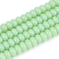 Бледно-Зеленый Непрозрачные с напылением стеклянные бусины, рондель, бледно-зеленый, 4x2.5 мм, отверстие : 0.7 мм, около 135 шт / нитка, 14.96'' (38 см)