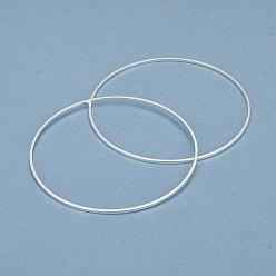925 Sterling Silver Plated Brass Linking Rings, Long-Lasting Plated, Round Ring, 925 Sterling Silver Plated, 50x1mm, Inner Diameter: 48mm