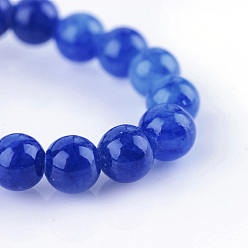 Midnight Blue Natural Dyed Yellow Jade Gemstone Bead Strands, Round, Midnight Blue, 8mm, Hole: 1mm, about 50pcs/strand, 15.7 inch