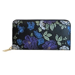 Flower PU Imitation Leather Handbags, Clutch Bag with Wristlet Strap, Rectangle, Flower, 20x10x2.5cm