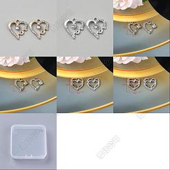 Gemischte Farbe 30Stück 6Stile Legierung Kristall Strass Anhänger, Herzanhänger zum Muttertag, Gemischte Farbe, 18~21x17.5~21x3.5 mm, 5 Stück / Stil