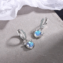 platinum color Cute Zodiac Tiger Ear Clip with Diamond Inlaid Synthetic Glass Female Earrings.