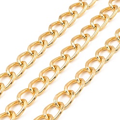 Golden Oxidation Aluminum Curb Chains, Unwelded, with Spool, Golden, 16x10.5x2mm, about 32.81 Feet(10m)/Roll