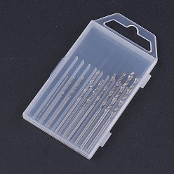 Stainless Steel Color Steel Micro Drill Bits Set, Stainless Steel Color, 30~60x0.8~3mm, 10pcs/box