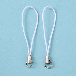 White Mobile Phone Strap, Colorful DIY Cell Phone Straps, Alloy Ends with Iron Rings, White, 6cm