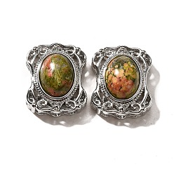 Унакит Природные унакитные многожильные ссылки, прямоугольные, с латунными микро проложить кубических выводы циркония, стойки покрытие, без свинца и без кадмия, 21.5x17.5x10.5 мм, отверстие : 2 мм