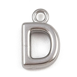 Letter D 304 Edelstahl Reize, Gestell, langlebig überzogen, Platin Farbe, Buchstaben d, 9x6x2 mm, Bohrung: 1.2 mm
