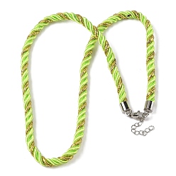 Зелено-Желтый 5мм нейлоновый витой шнур для изготовления ожерелий, с латунными выводами и 304 застежками из лобстера из нержавеющей стали, долговечный, стойки покрытие, платина, зеленый желтый, 17.72~18.90 дюйм (45~48 см)