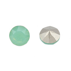 Chrysolite K9 Glass Rhinestone Cabochons, Pointed Back & Back Plated, Faceted, Diamond, Chrysolite, 8x6mm