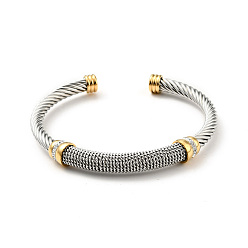 Cristal 304 Bracelet manchette ouverte en forme de corde torsadée en acier inoxydable avec strass pour femme, cristal, diamètre intérieur: 2-1/8 pouce (5.4 cm)