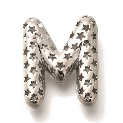 Letter M Полые медные подвески, стойки покрытие, долговечный, без кадмия и без свинца, письмо амулеты, Буква М, 21.5x17.5x6.5 мм, отверстие : 4.7x3 мм