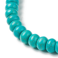 Синтетическая Бирюза Синтетических нитей бирюзовые бусы, рондель, 14x9 мм, отверстие : 1.4 мм, около 47 шт / нитка, 16.26'' (41.3 см), 4 пряди / 500 г