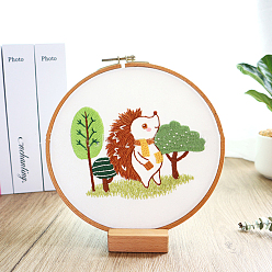 Hedgehog DIY Display Decoration Embroidery Kit, including Embroidery Needles & Thread & Fabric, Hedgehog Pattern, 120x131mm