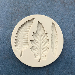 Antique White Food Grade Silicone Vein Molds, Fondant Molds, For DIY Cake Decoration, Chocolate, Candy, UV Resin & Epoxy Resin Jewelry Making, Leaf, Antique White, 86mm, inner Measure: 60~70mm