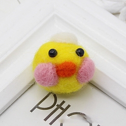 Yellow Duck Handmade Wool Felt Ornament Accessories, for DIY Children Hair Tie, Yellow, 30x30mm