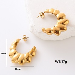 Золотой Серьги-гвоздики из нержавеющей стали в форме буквы С, золотые, 30x20 мм