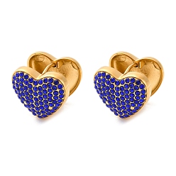 Аметист Вакуумное покрытие pvd 304 серьги-кольца из нержавеющей стали со стразами для женщин, сердце, аметист, 13.5x16x14 мм