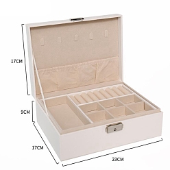 Linen Imitation Leather Jewelry Storage Boxes, for Earrings, Rings, Necklaces, Rectangle, Linen, 17x23x9cm