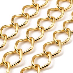 Golden Aluminium Curb Chains, Unwelded, with Spool, Golden, 33x26x3.5mm, about 16.40 Feet(5m)/Roll
