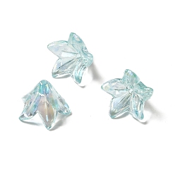 Pale Turquoise Transparent Acrylic Bead Caps, Lily Flower, Pale Turquoise, 16x12mm, Hole: 1.2mm, 825pcs/500g
