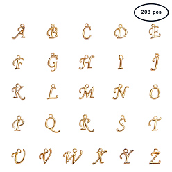 Golden Alloy Alphabet Pendants, Golden, 12~17x4~15x2mm, Hole: 1.5mm
