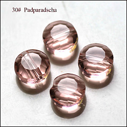 Light Salmon Imitation Austrian Crystal Beads, Grade AAA, Faceted, Flat Round, Light Salmon, 6x3.5mm, Hole: 0.7~0.9mm