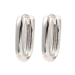 Платина Латунные серьги обруча, овальные, платина, 14x10x3 мм