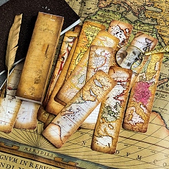 Dark Goldenrod Rectangle Paper Bookmarks, Map Pattern Bookmark, Vintage Style Bookmarks for Booklover, Dark Goldenrod, 150x40mm, 30pcs/set