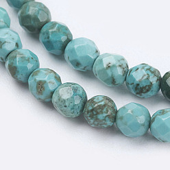 Howlite Natural Magnesite Beads Strands, Dyed & Heated, Faceted Round, 3mm, Hole: 0.5mm, about 118pcs/strand, 15.3 inch(39cm)