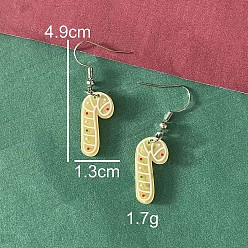 Candy Cane Рождественские акриловые серьги-подвески, платина, шоколадная конфета, 49x13 мм