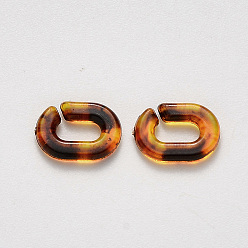 Saddle Brown Acrylic Linking Rings, Two Tone, Quick Link Connectors, For Cable Chains Making, Oval, Saddle Brown, 9x6.5x2mm, Inner Diameter: 5mm