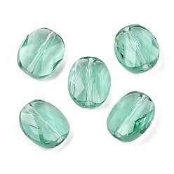Светлый Морско-зеленый Стекло имитация австрийских хрустальных бусин, овальные, граненые, светло-зеленый, 8x9x4.5 мм, отверстие : 1.2 мм