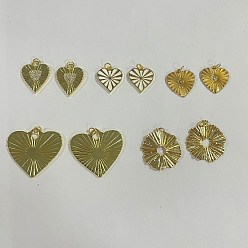 Золотой 10 шт. 5 подвески из латуни и 304 нержавеющей стали, с 304 кольцами из нержавеющей стали, сердце, золотые, 20.6~31 мм, 2 шт / стиль