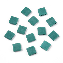 Темный Голубой Непрозрачные акриловые слайды, квадратный, темные голубые, 5.2x5.2x2 мм, отверстие : 0.8 мм.