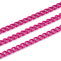 Темно-Розовый Электрофорез железные скрученные цепи, несварные, с катушкой, ровный цвет, овальные, темно-розовыми, 3x2.2x0.6 мм, около 328.08 футов (100 м) / рулон