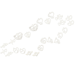 Нержавеющая Сталь Цвет 24 шт 12 стили 201 подвески из нержавеющей стали, лазерная резка, цвет нержавеющей стали, 2 шт / стиль