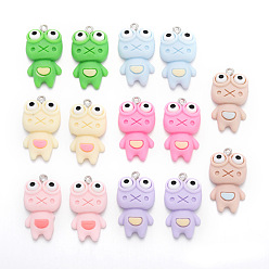 (52) Непрозрачная лаванда Подвески из смолы, лягушка, с платиновым шлейфом, разноцветные, 32.5x18 мм